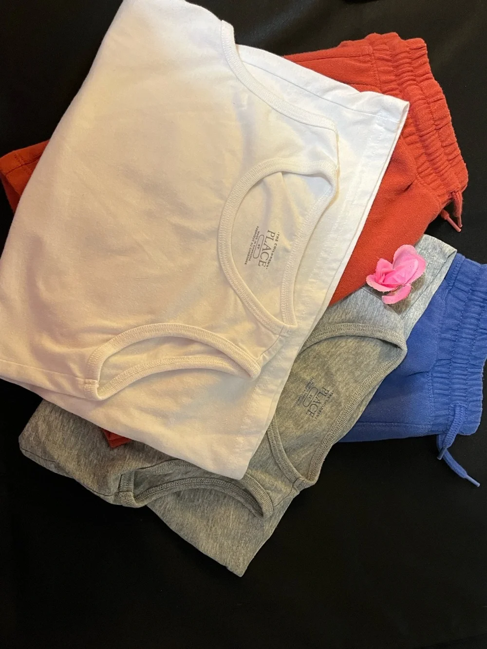 The Children's Place Girls' Cotton Shorts & Tank Set - White, Red, Gray, Blue